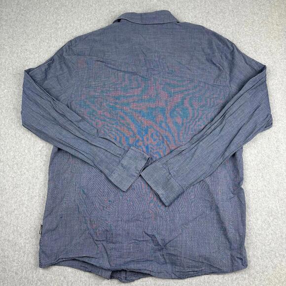 Volcom Men's Button Down Collared Long Sleeve Shirt Blue Large Classic‎ Fit - Picture 6 of 9